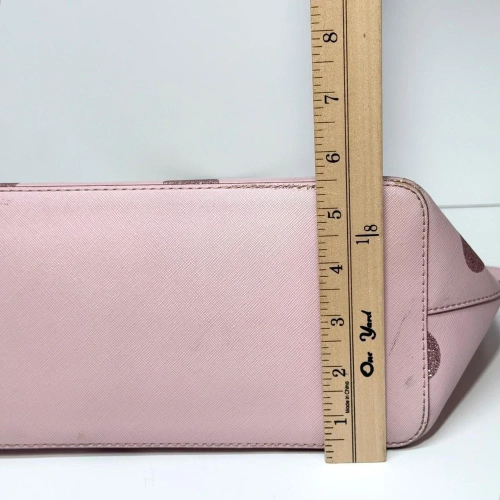 Kate Spade Pink Glitter Polka Dot Tote Bag and Wallet Set Saffiano Leather - Picture 6 of 7